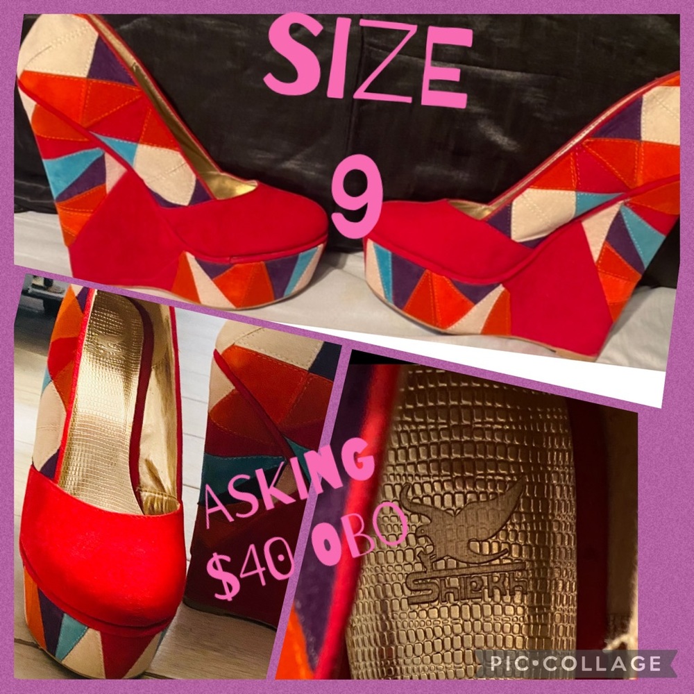 WOMENS SIZE 9 SHIEKH COLORFUL WEDGES